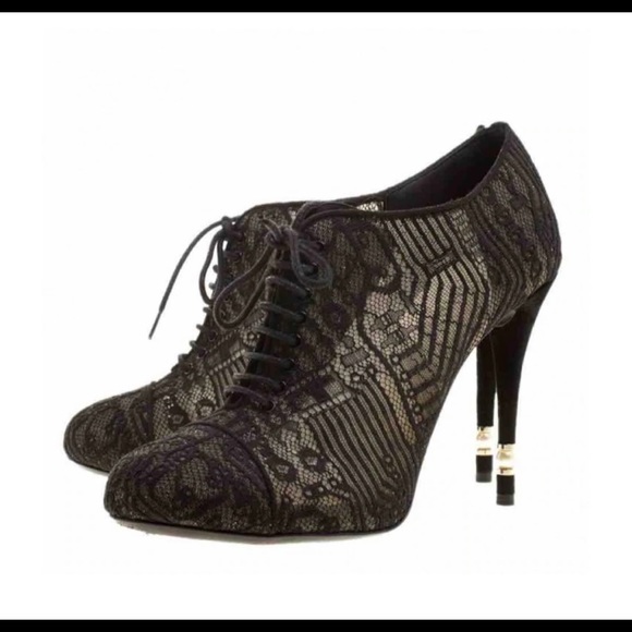 Chanel short boot bootie black lace mesh size 41/10. - Picture 4 of 9